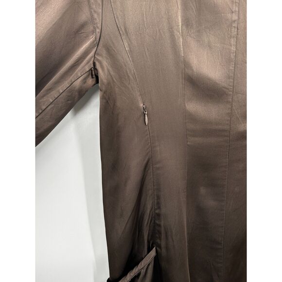 COSTUME NATIONAL Brown Black Silky V-Neck Long Sleeve Mini Dress Size Medium - Picture 6 of 7